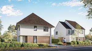 Voorgevel van 3 nieuwbouwwoningen te Brugge (Sint-Andries)