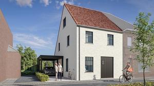 Voorgevel van nieuwbouw woningen te Brugge (Varsenare) realisatie van Transparant Projects