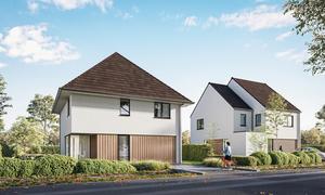 Voorgevel van 3 nieuwbouwwoningen te Brugge (Sint-Andries)