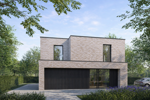 Voorgevel van nieuwbouw woningen te Brugge (Zedelgem) realisatie van Transparant Projects